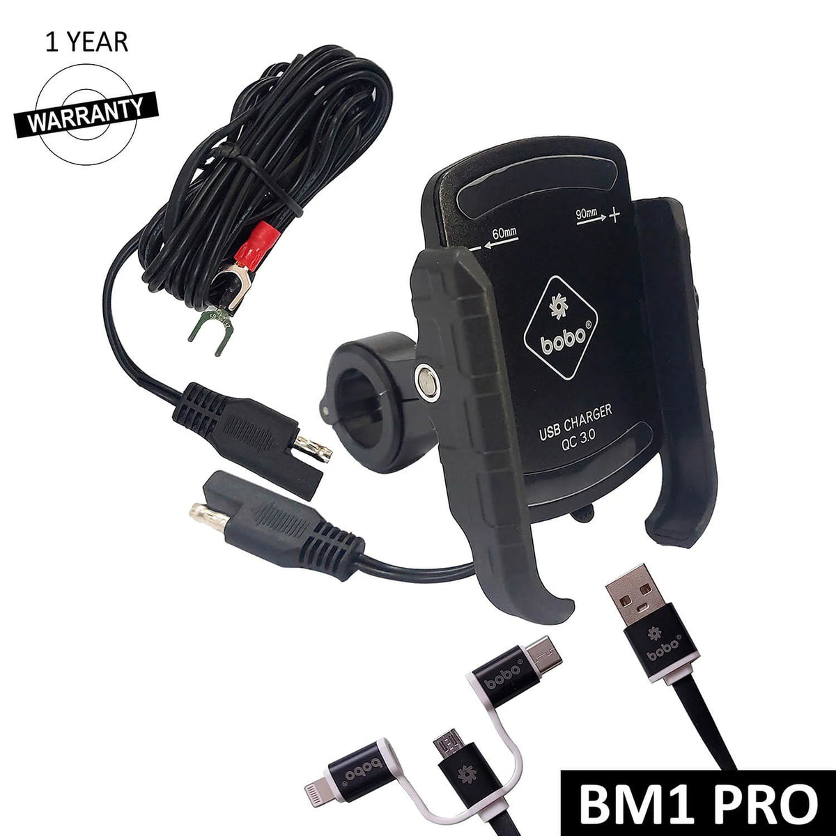 Bobo  BM1 Pro Bike Phone Holder (BM1 + Fast USB Cable + SAE Connector) Motorcycle Mobile Mount