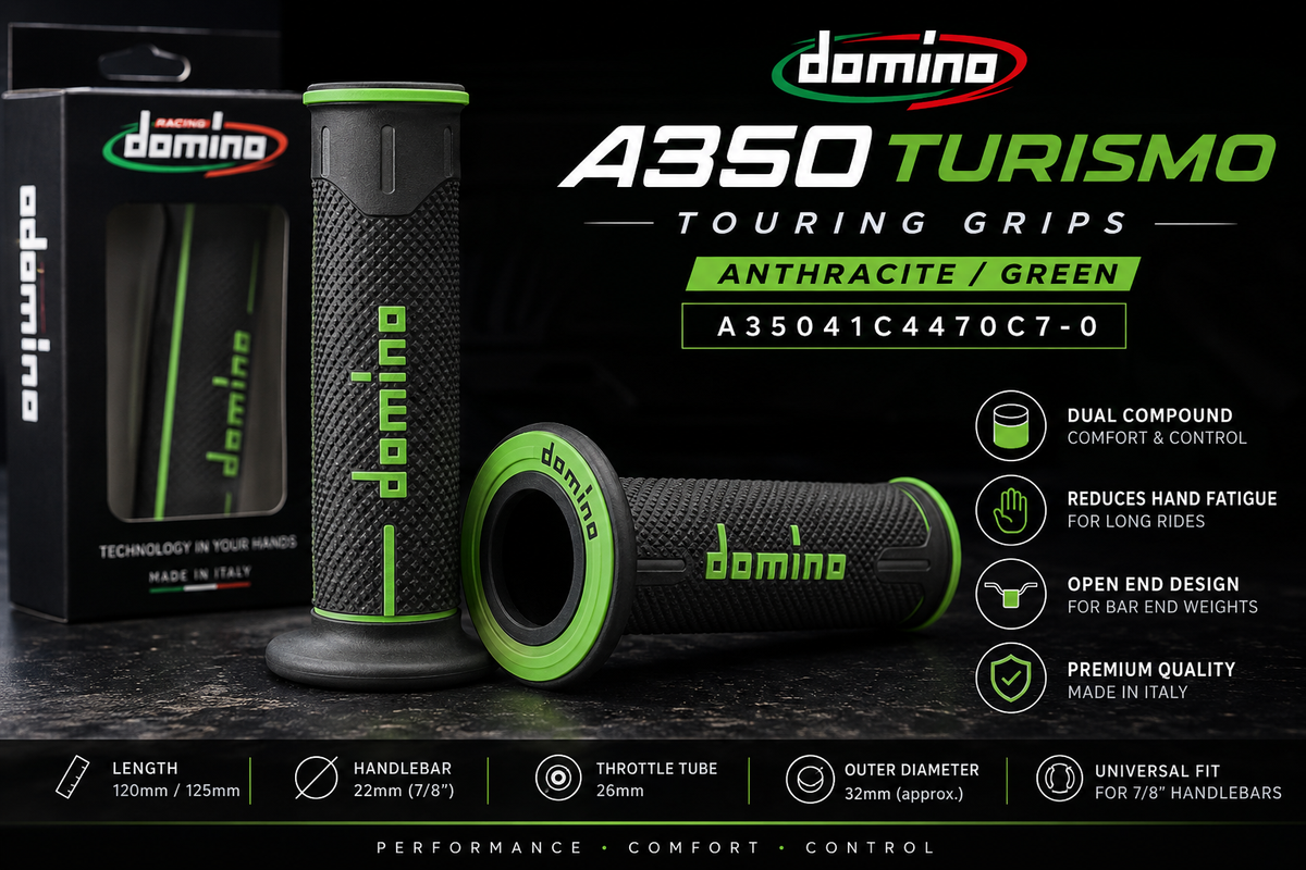 DOMINO Racing Grip Anthracite/Green Touring Grips A35041C4470C7-0