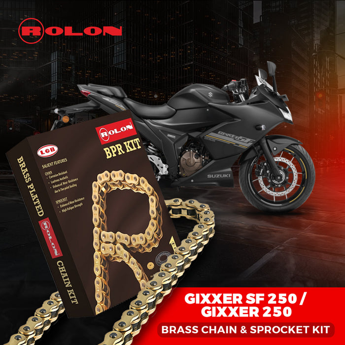 Rolon  GIXXER SF 250 / GIXXER 250Brass Chain and Sprocket kit