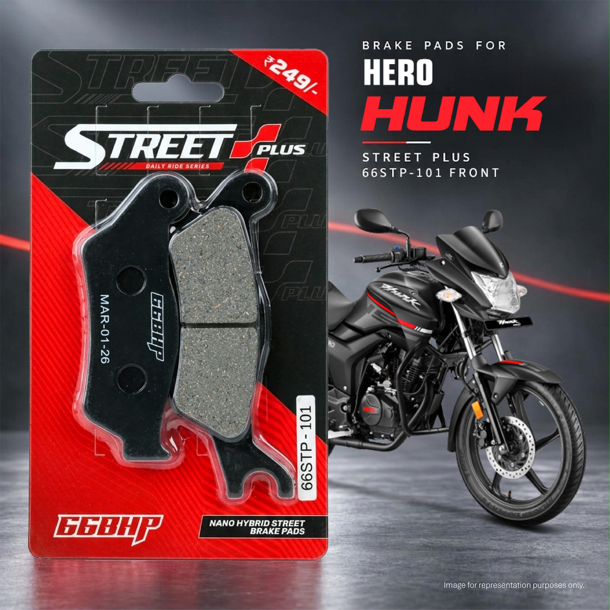 Hero Hunk /Xtreme/CBZ Xtreme 66BHP Street Plus Brake Pads