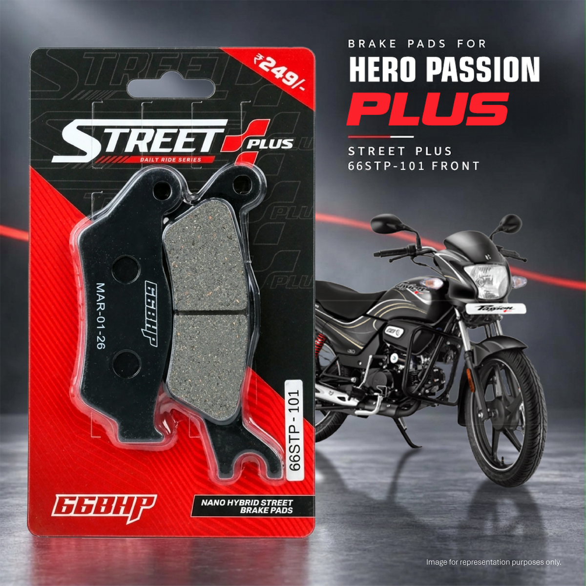Hero Passion Plus / Passion Pro / Passion X Pro 66BHP Street Plus Brake Pads