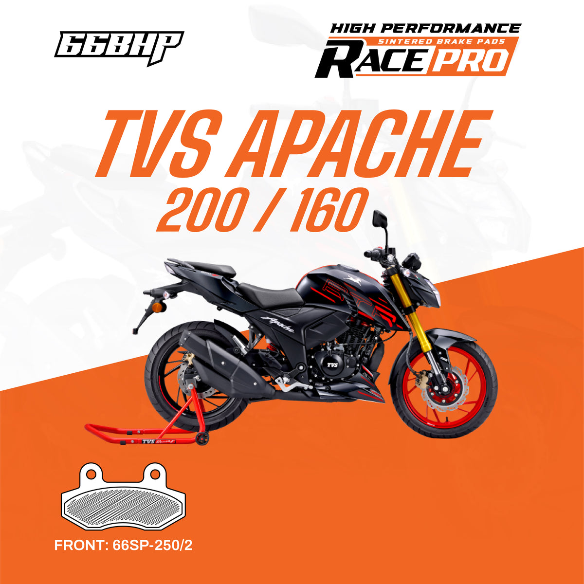 TVS Apache RTR 200 / Apache RTR 160 Race Pro Sintered Brake Pad