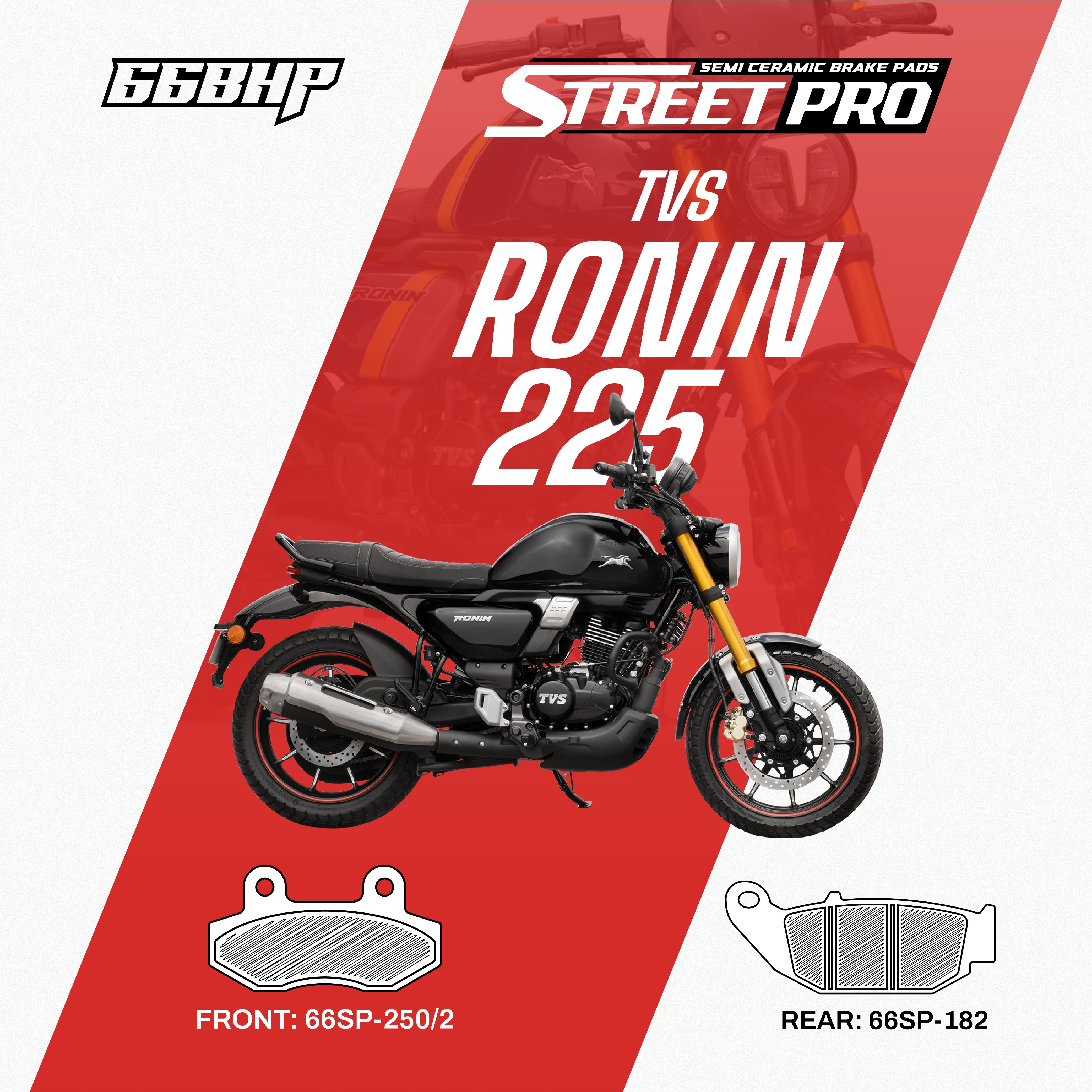 TVS Ronin 66bhp street pro semi ceramic brake pad