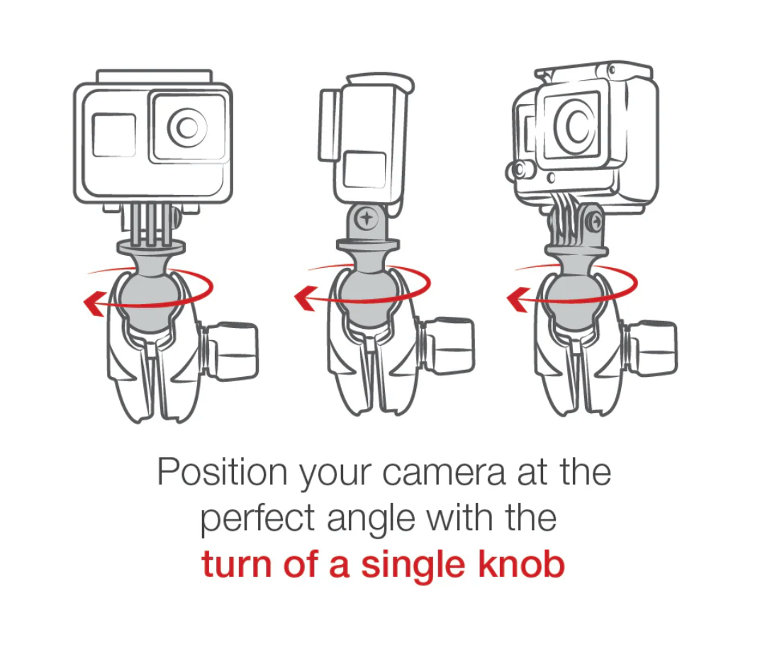 RAM® U-Bolt Double Ball Mount with Action Camera Adapter - Medium