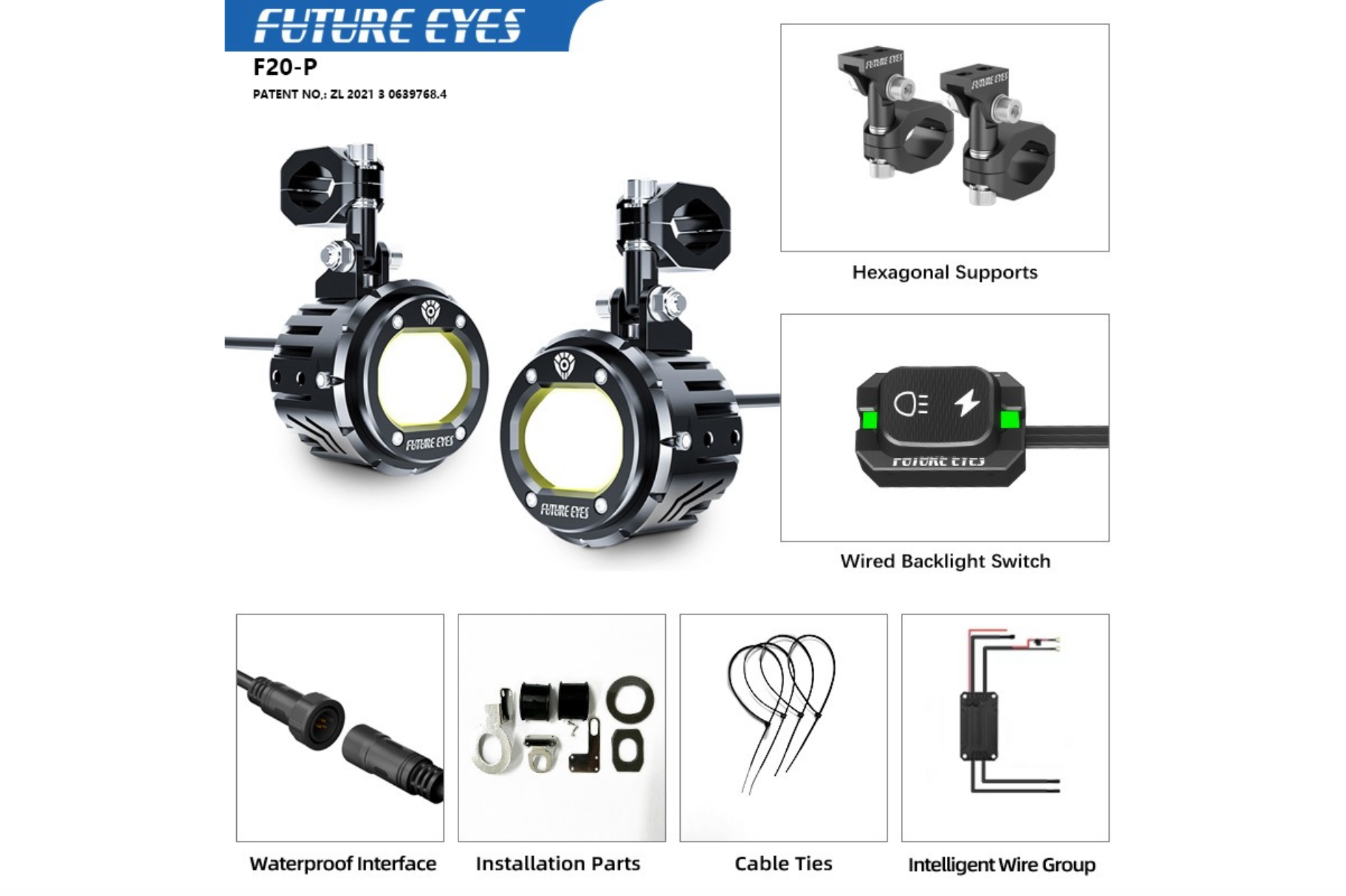 Future Eyes F20-P – 4-Mode 120 W Dual-Colour Auxiliary Light (IPX67 Waterproof)