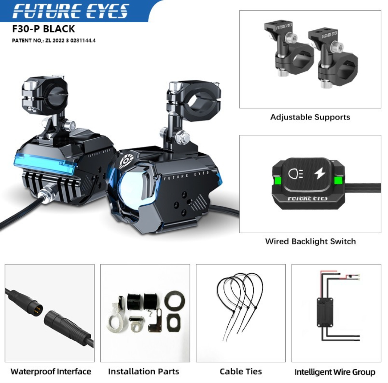 Future Eyes F30-P – 4-Mode 120 W Dual-Colour Auxiliary Light with DRL (IPX67 Waterproof)