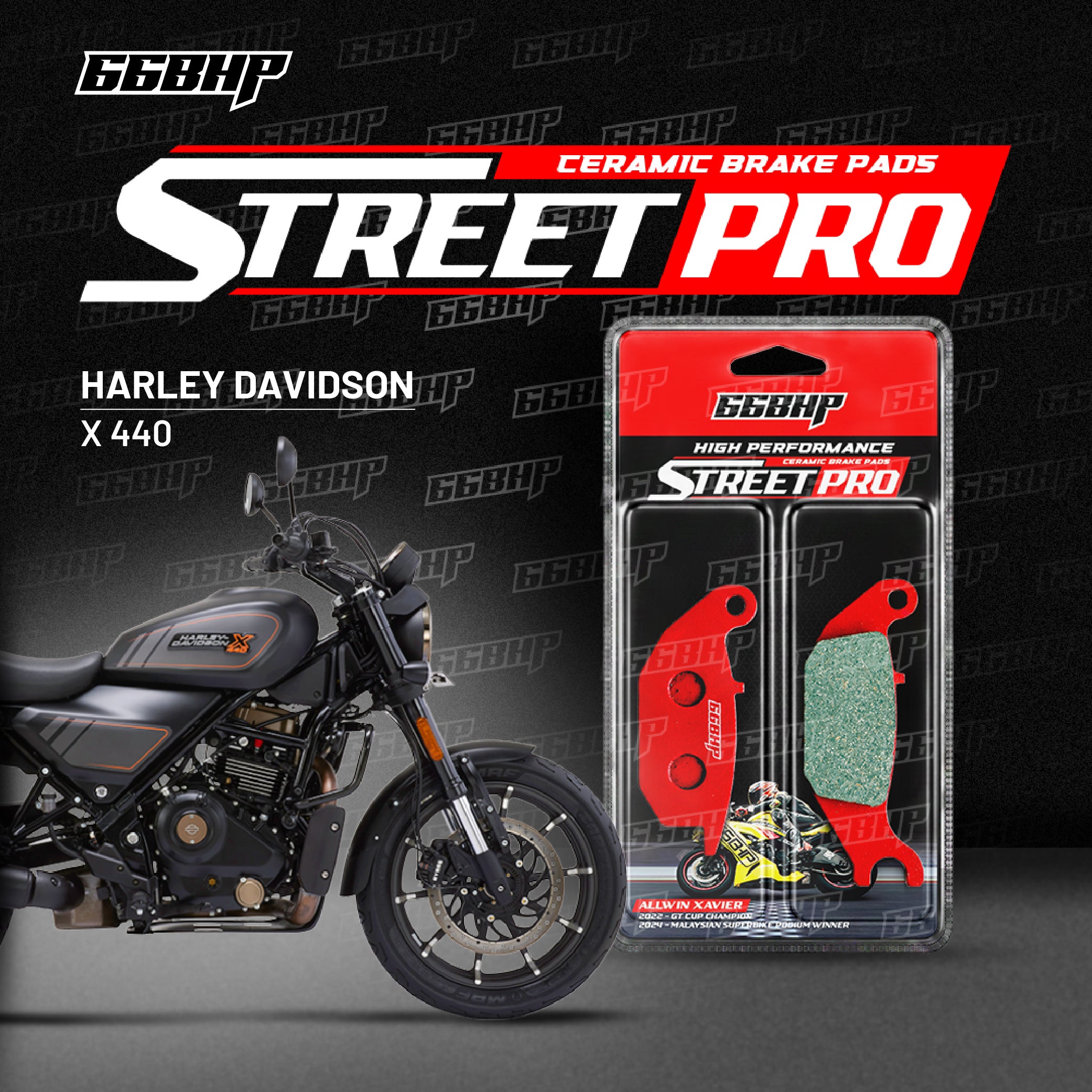 Harley davidson 440x 66bhp street pro semi ceramic brake pads