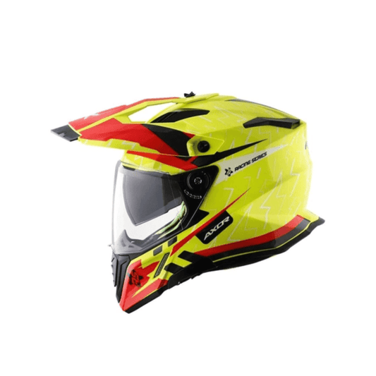 AXOR XCross Dual Visor Flash Gloss Neon Yellow Red Helmet - LRL Motors