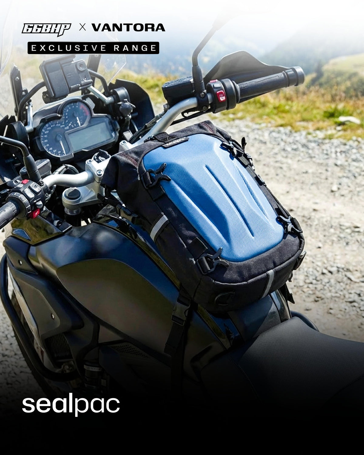 66BHP x Vantora Sealpac Waterproof Motorcycle Dry Bag | Tail Bag, Saddle Bag & Crash Guard Mount