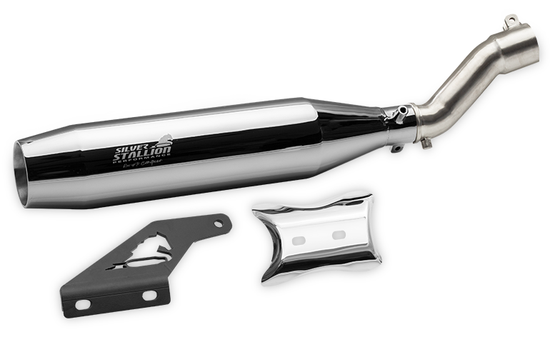 Triumph Speed 400, T4, scrambler 400X, and Scrambler 400XC Silver Stallion Performance Exhaust (Blaze)