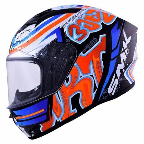 SMK Stellar Graffiti Black Red Orange Gloss (GL237) Helmet - LRL Motors