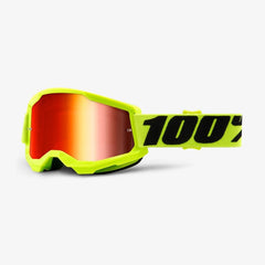 100% Strata 2 Goggles , Yellow with Red Mirror Lens - LRL Motors