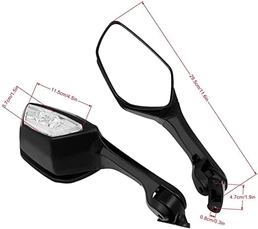 Adjustable Rear View Side Mirror with Turn Signal Led Indicator Motorcycle Side Rearview Mirrors Premium ABS Material Compatible with R15-V3-V4, Kawasaki Ninja Bikes (1Set) - LRL Motors