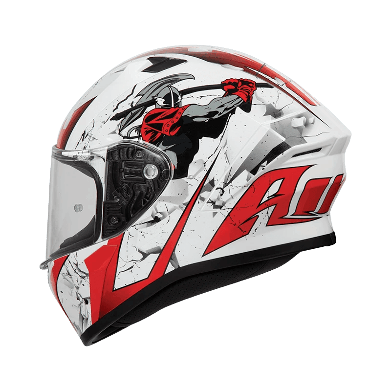 Airoh Valor Jackpot Gloss Helmet (White Red) - LRL Motors