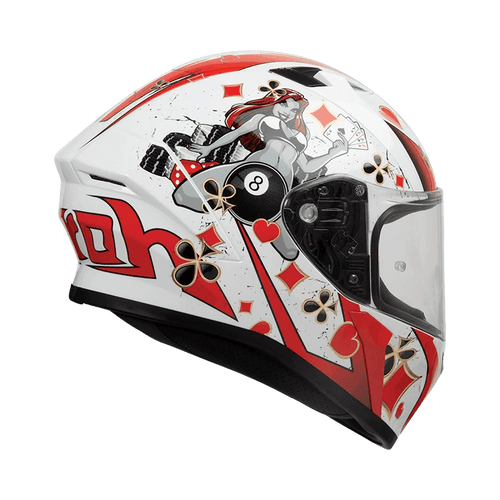 Airoh Valor Jackpot Gloss Helmet (White Red) - LRL Motors