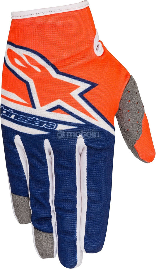 Alpinestar Radar Flight Mx Glove Orange fluro Dark Blue White - LRL Motors