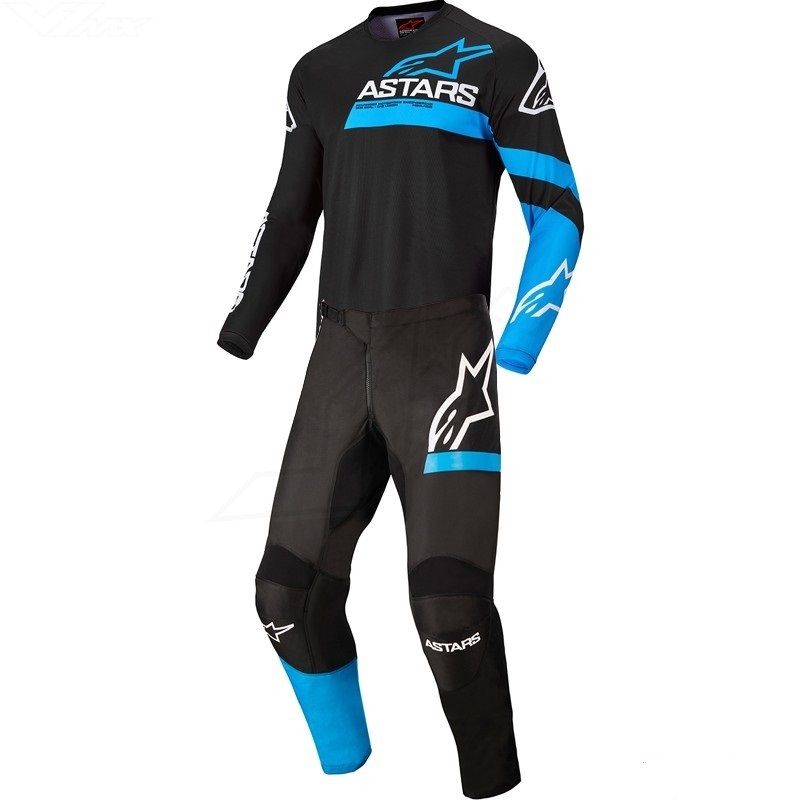 Alpinestars Fluid Chaser Jersey Pant Set Black Blue Neon - LRL Motors