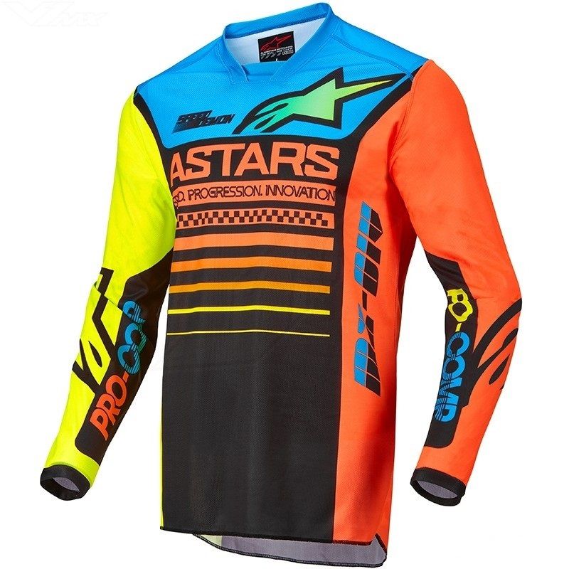 Alpinestars Racer Compass Jersey Black Yellow Fluo Coral - LRL Motors