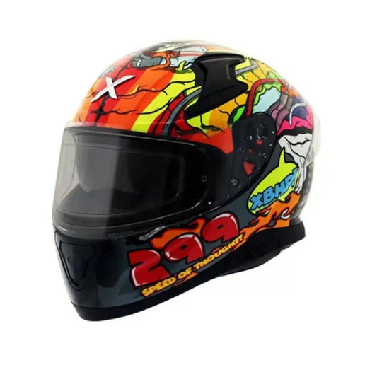 AXOR HELMET APEX XBHP Gloss 299 Fluor Yellow Blue Full Face Helmet - LRL Motors