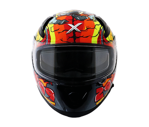 AXOR HELMET APEX XBHP Gloss 299 Fluor Yellow Blue Full Face Helmet - LRL Motors