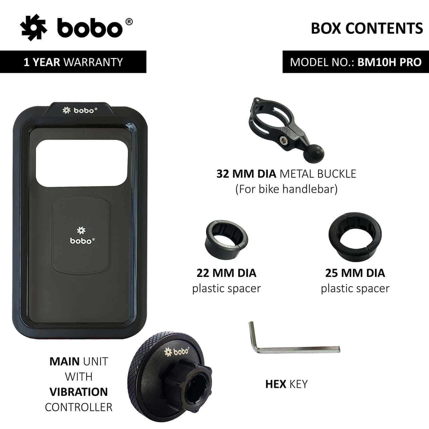 BOBO BM10H PRO Fully Waterproof Bike / Cycle Phone Holder with Vibration Controller Motorcycle Mobile Mount - LRL Motors