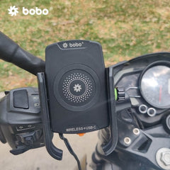 BOBO BM12 Bike Phone Holder (with Fast 15W Wireless Charger & USB-C Input/Output Port) Motorcycle Mobile Mount - LRL Motors