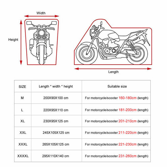 BSDDP Universal Motorcycle Cover Dustproof Waterproof Bike Oxford Cloth Rain Snow UV Protector - LRL Motors