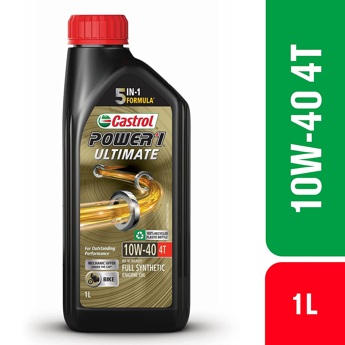 Castrol POWER1 ULTIMATE 10W-40 4T Full Synthetic Engine Oil for Bikes 1L - LRL Motors