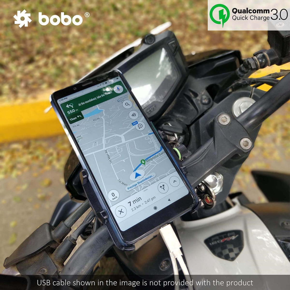 Claw-Grip Aluminium Bike Phone Holder (With Fast USB 3.0 Charger) Motorcycle Mobile Mount - LRL Motors