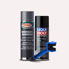 Combo of liqui Moly Chain lube White (400 ml) and Meguin Chain Cleaner (500 ml) with Chain Cleaning Brush (LARGE, BLUE) - LRL Motors