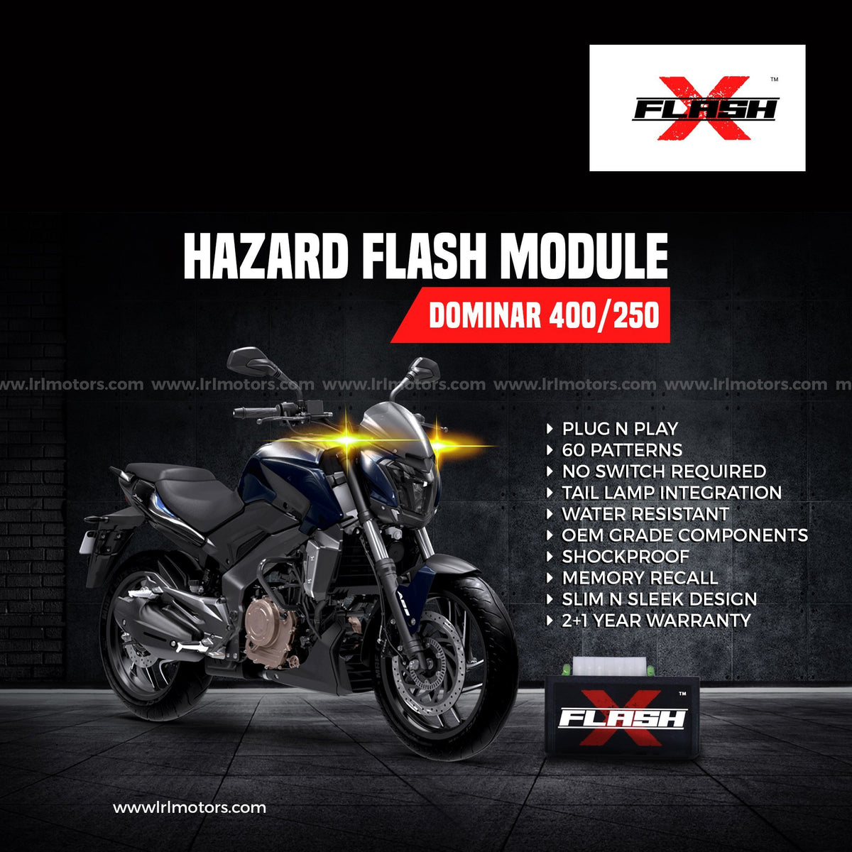 FlashX Hazard Flash Module, Blinker/Flasher for Dominar 400/250 - LRL Motors