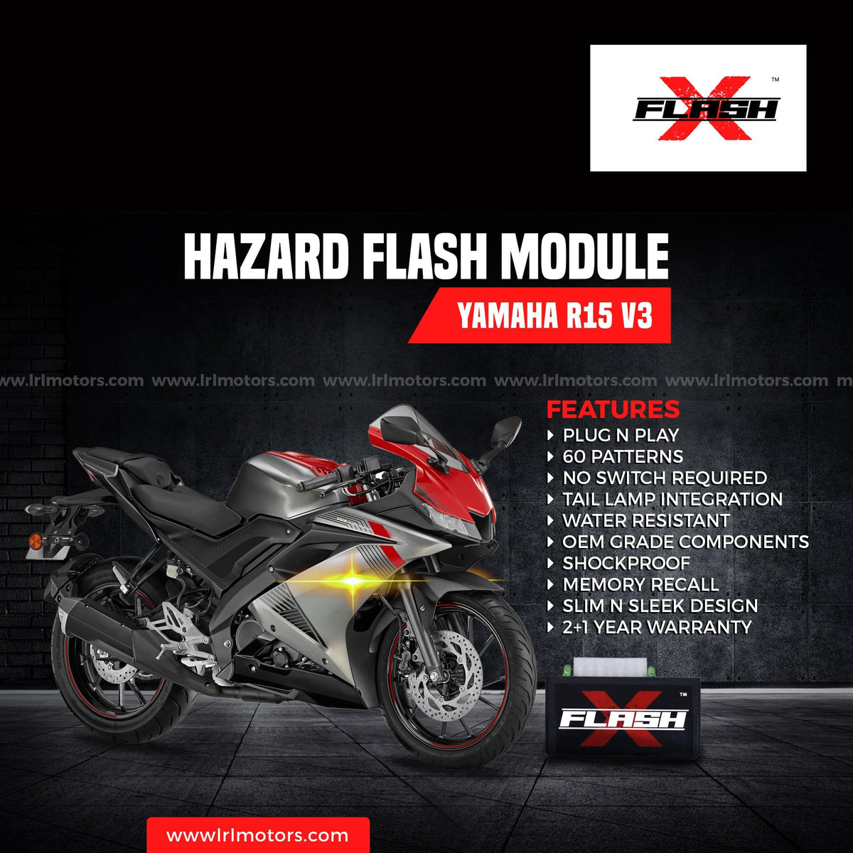 FlashX Hazard Flash Module, Blinker/Flasher for Yamaha r15 v3 - LRL Motors