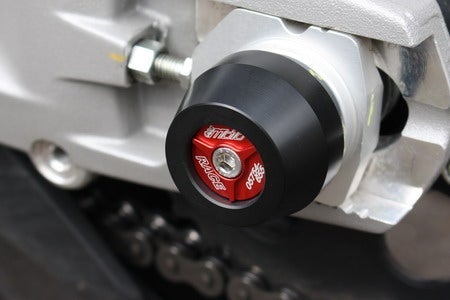 GSG-MOTOTECHNIK | Rear wheel pad set with milled, color anodized aluminum inlay in Black | Ducati Multistrada V2 2021-Up - LRL Motors