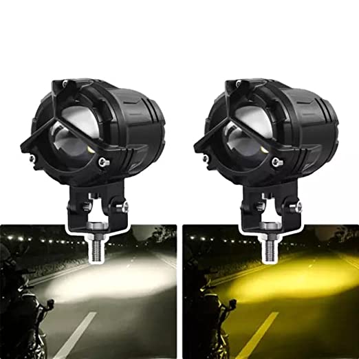 HJG Dual Tone yellow/white Fog Light Heavy + Universal Fit for all cars and bikes - LRL Motors