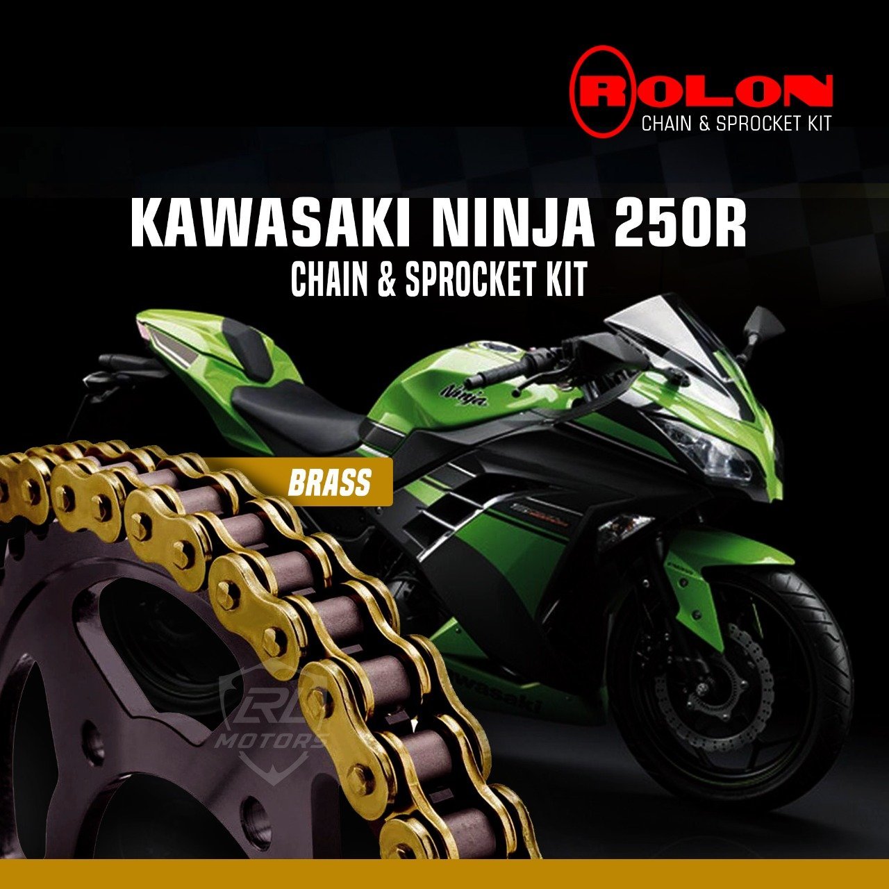 Kawasaki Ninja 250R Rolon Brass chain & Sprocket Kit - LRL Motors