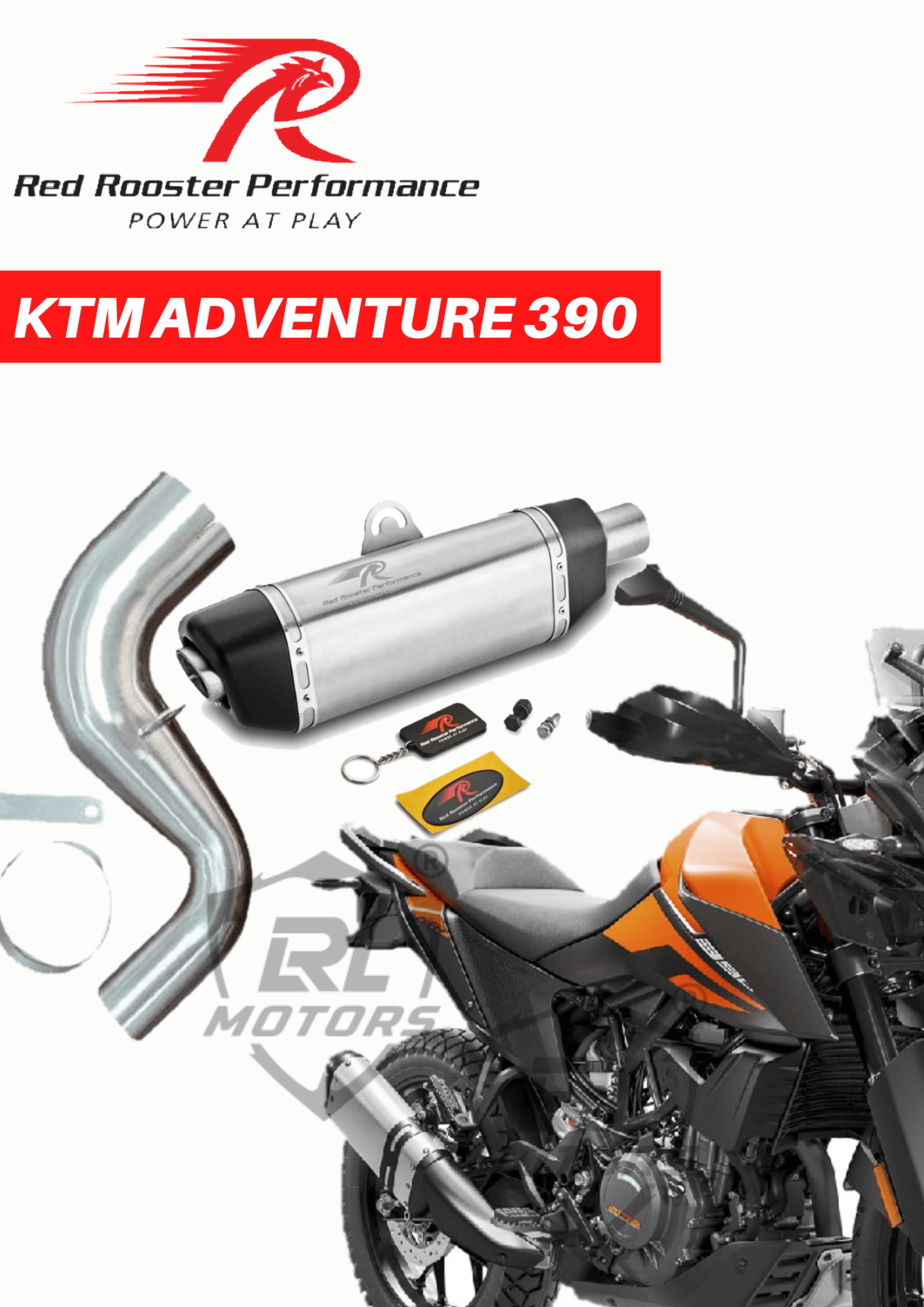 KTM Adventure 390 Red Rooster Performance Exhaust System-catalytic converter to remove - LRL Motors