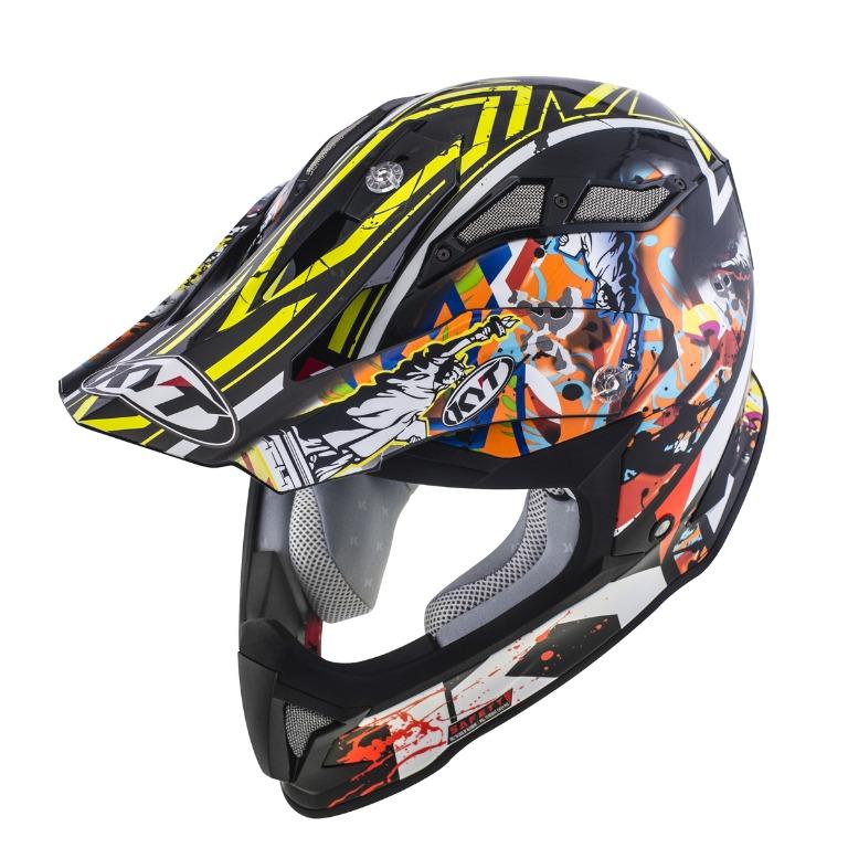 KYT Motocross helmet Strike Eagle New York fiber yellow fluo - LRL Motors