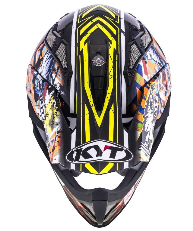 KYT Motocross helmet Strike Eagle New York fiber yellow fluo - LRL Motors