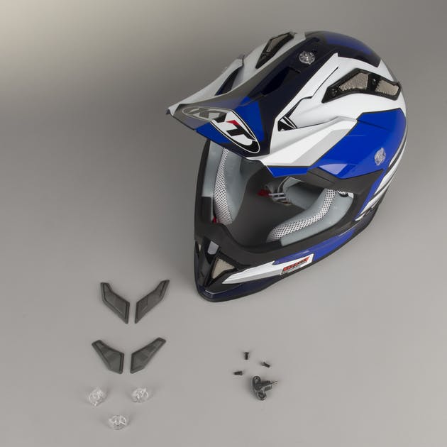 KYT Strike Eagle Wings MX Helmet White & Blue - LRL Motors