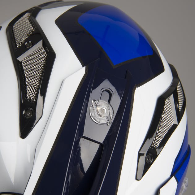 KYT Strike Eagle Wings MX Helmet White & Blue - LRL Motors