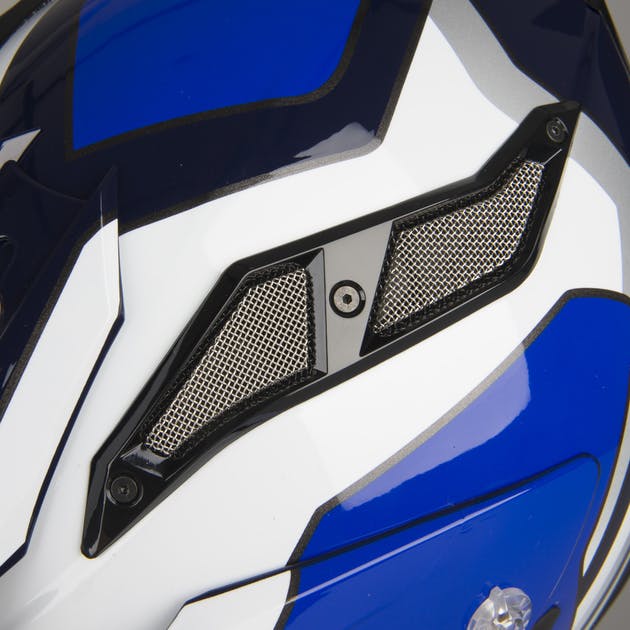 KYT Strike Eagle Wings MX Helmet White & Blue - LRL Motors