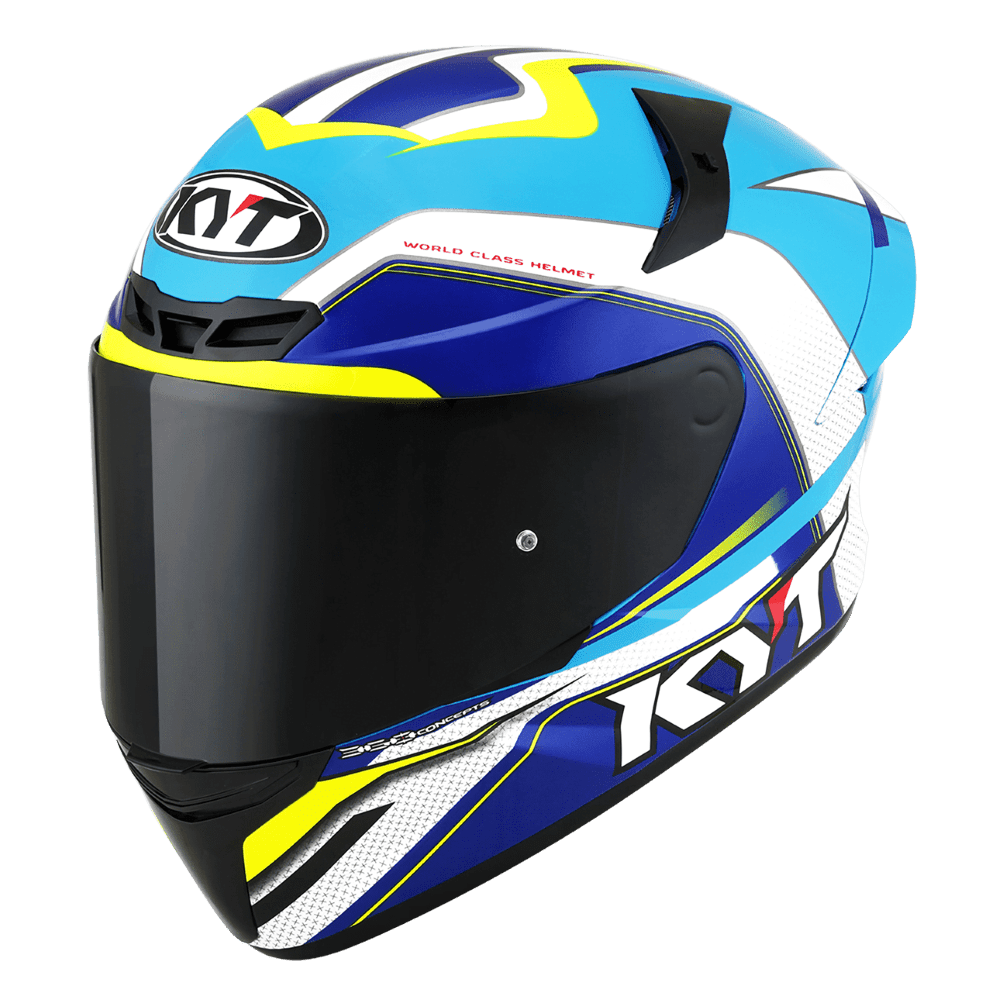 KYT TT Course Grand Prix White/Light Blue - LRL Motors