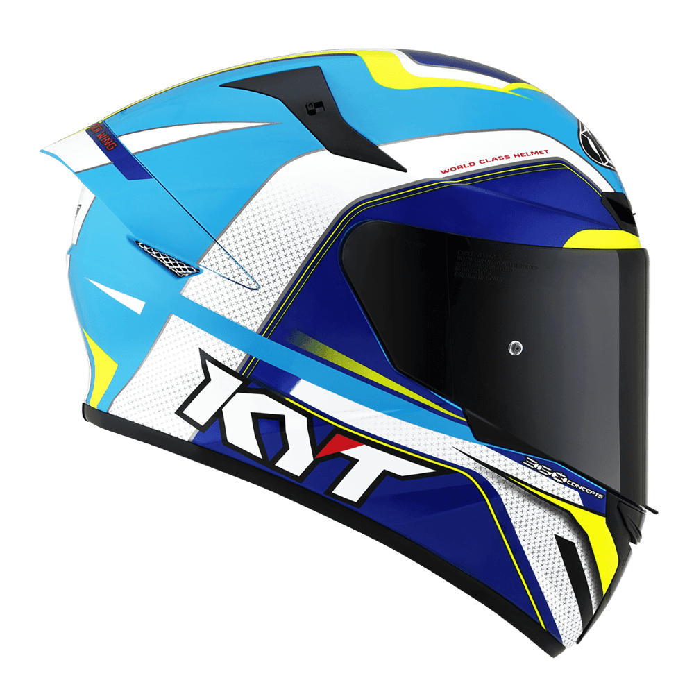 KYT TT Course Grand Prix White/Light Blue - LRL Motors