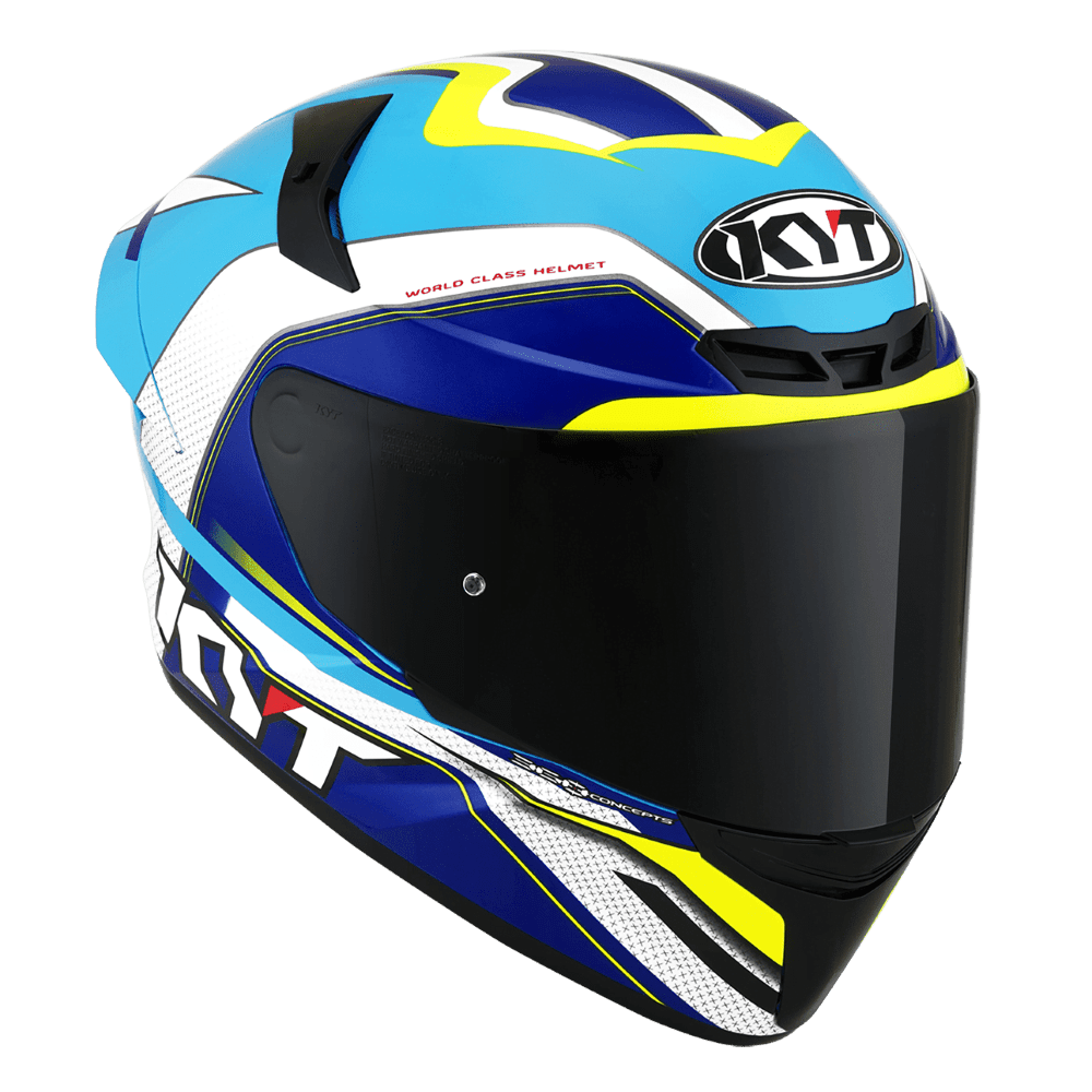 KYT TT Course Grand Prix White/Light Blue - LRL Motors
