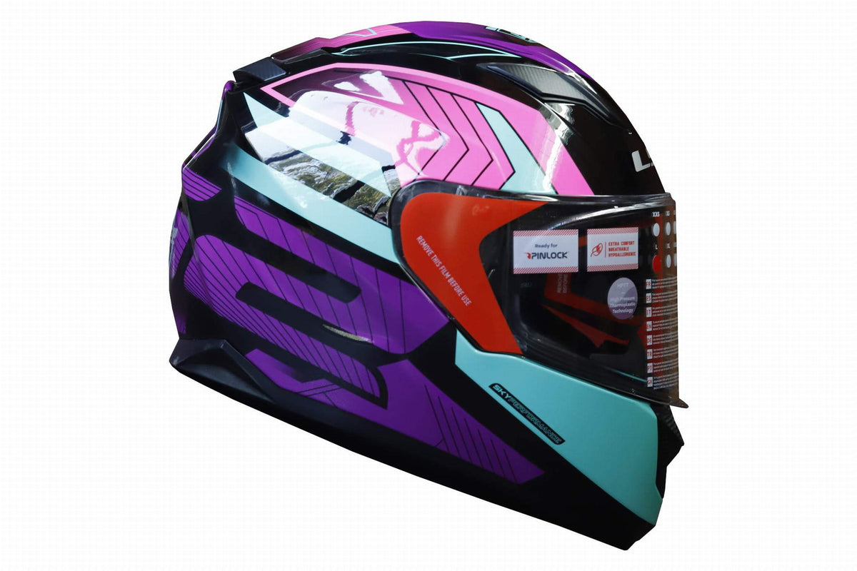 LS2 HELMET - FF320 EXO BLACK TURGUOISE HELMETS - LRL Motors