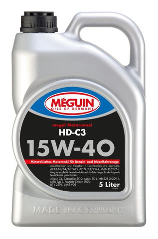 Meguin 15W40 HD-C3 Car Engine Oil 5 L (Buy 1 Get 1) - LRL Motors