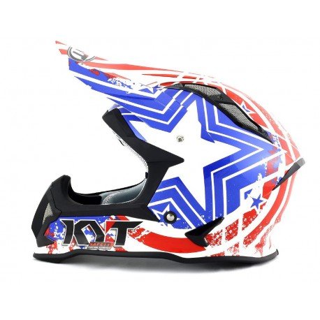 OFF ROAD HELMET KYT STRIKE EAGLE PATRIOT BLUE / RED - LRL Motors