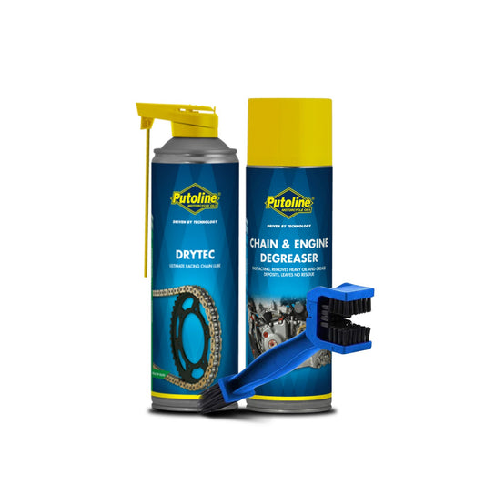 Putoline Combo of Drytech Chain Lube (500 ml) and Putoline Chain Cleaner (500 ml) with Chain Cleaning Brush - LRL Motors