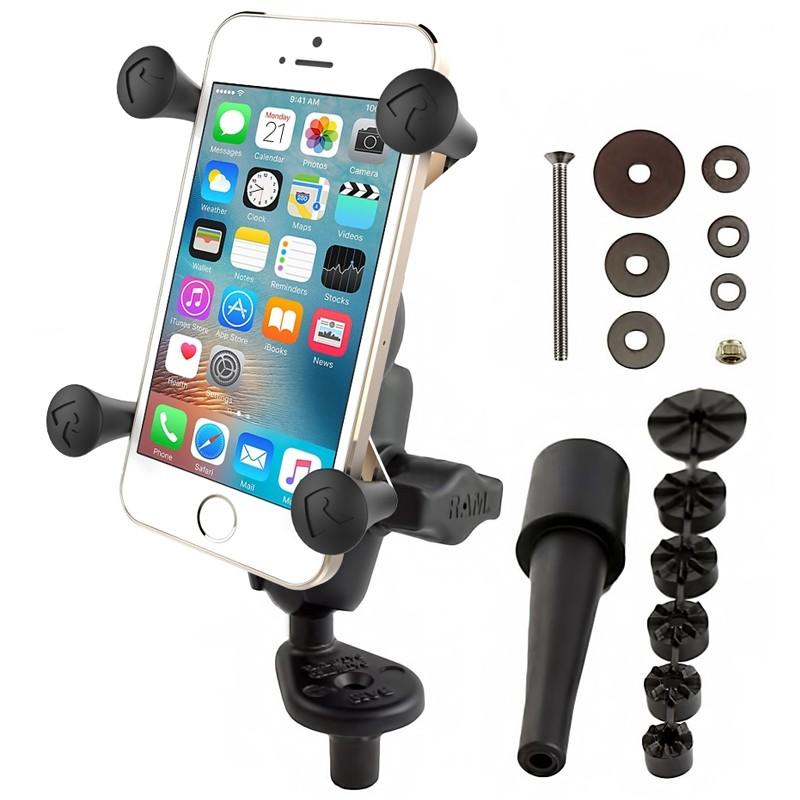 RAM Fork Stem Mount with Short Double Socket Arm & Universal RAM® X-Grip® Phone Cradle - LRL Motors
