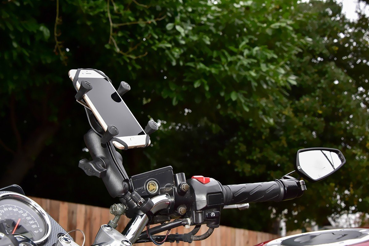 RAM Handlebar Rail Mount with Zinc Coated U-Bolt Base and Universal RAM® X-Grip® Phone Cradle - LRL Motors